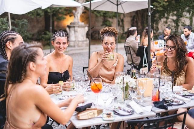 Group of women eating dinner together at a restaurant, los gatos ca