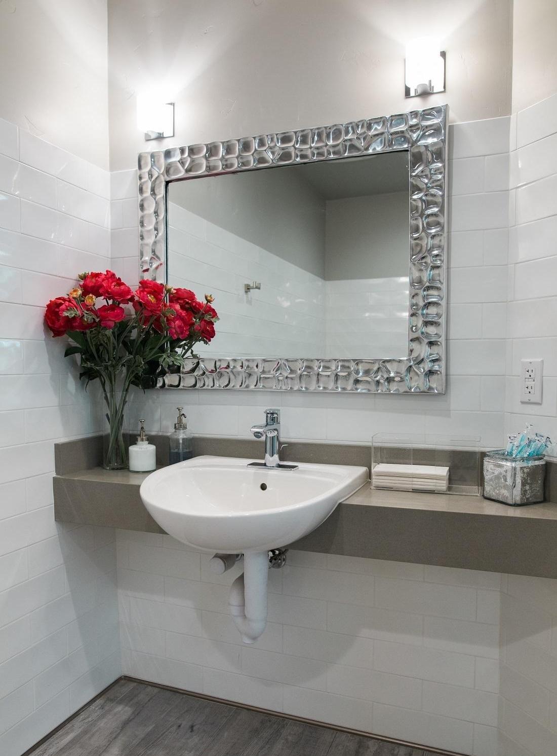 Our bathroom mirror and sink | Dentist Los Gatos CA
