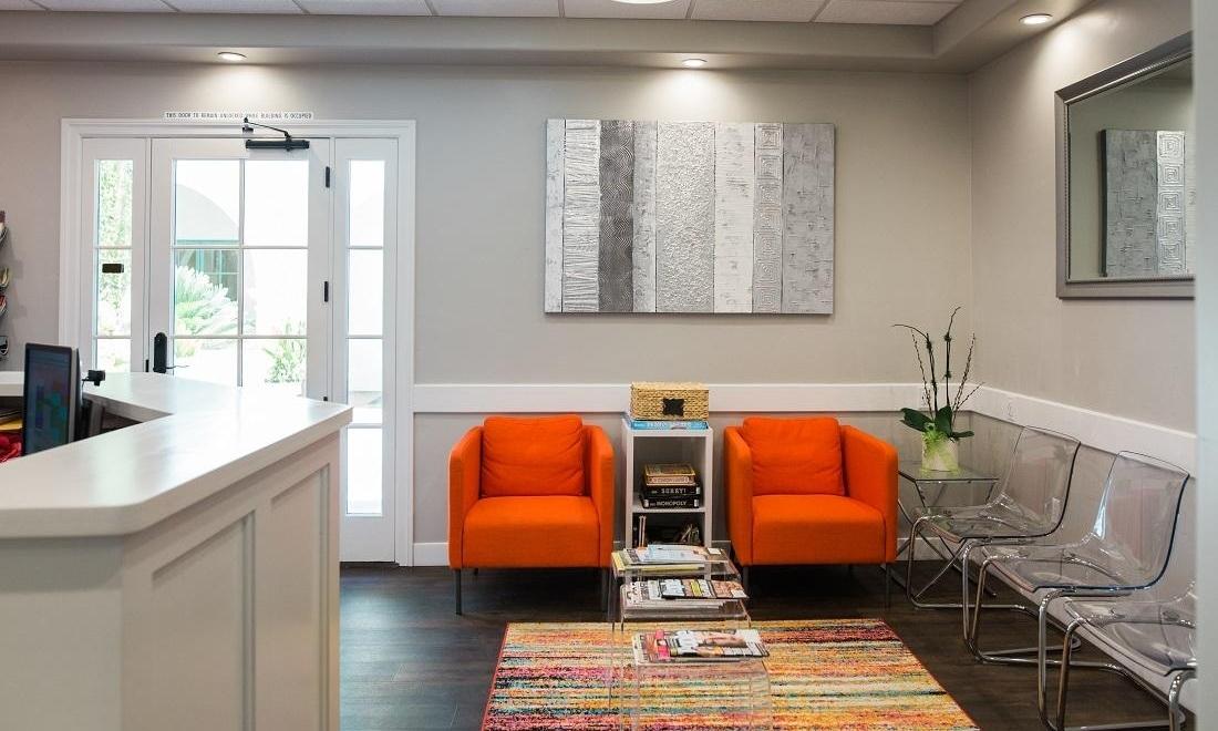 Welcome desk and waiting area | dentist Los gatos ca